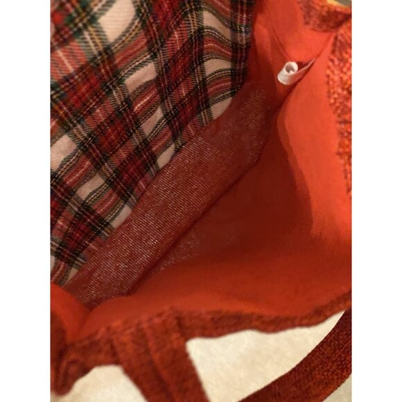 Christmas Fabric Gift Bag 7.5x10 Mini Tote Snowflake Red Plaid - Picture 7 of 7